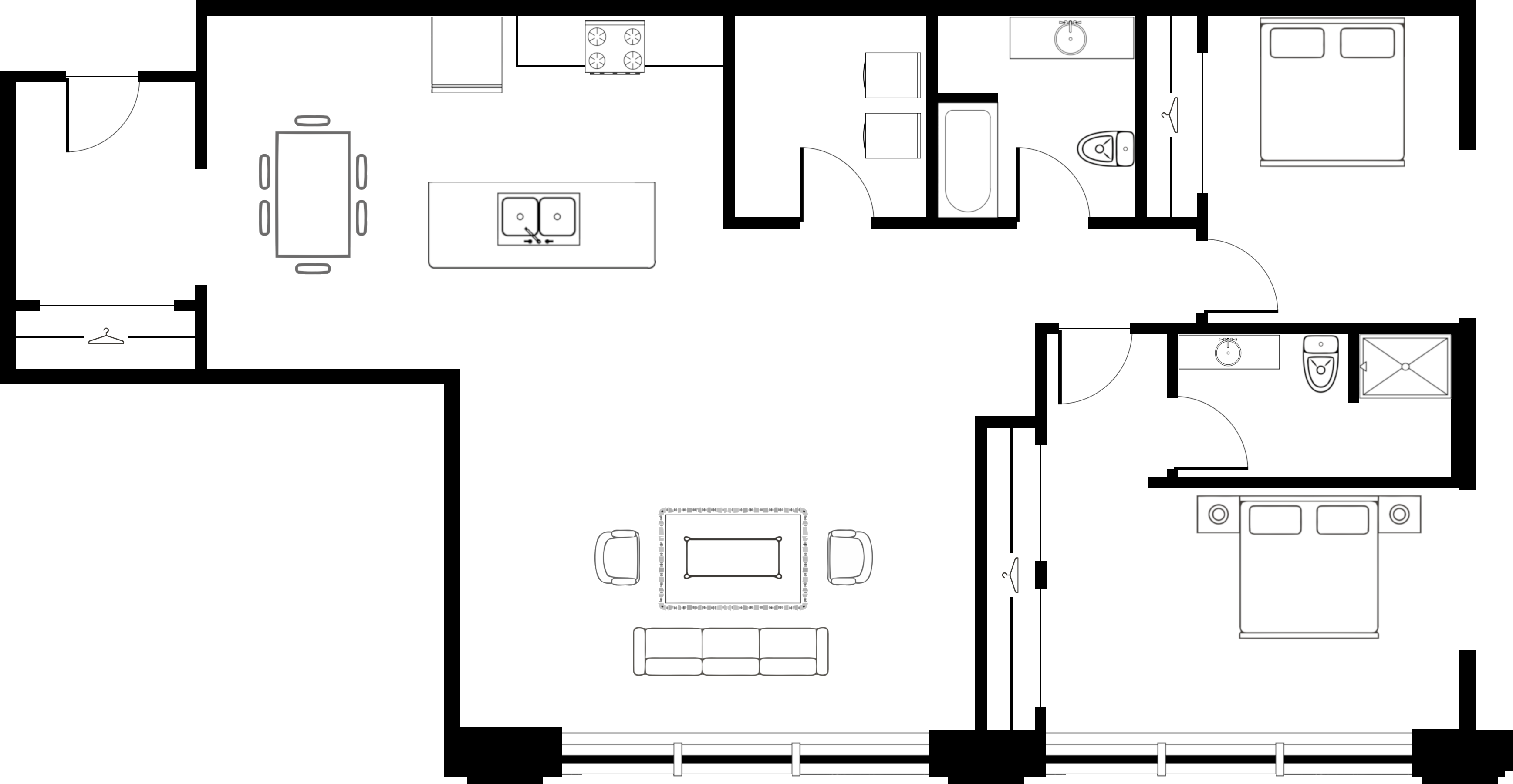 Floor plan for 2 beds, 2 baths, 1650 sqft